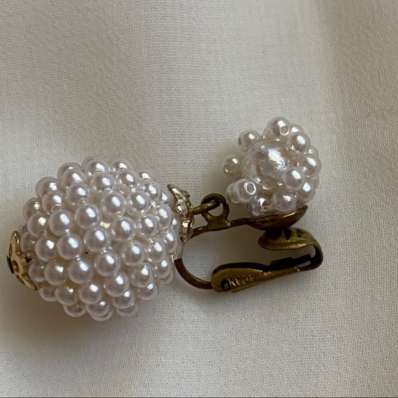 VTG Ivory Mini Pearl Wrapped Double Ball Earrings - Picture 4 of 5